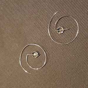 Sterling silver hoop earrings with glass stone